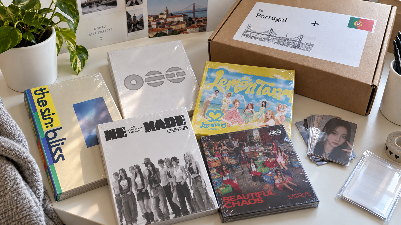 Álbuns K-Pop oficiais preparados para envio em Portugal pela umakpop