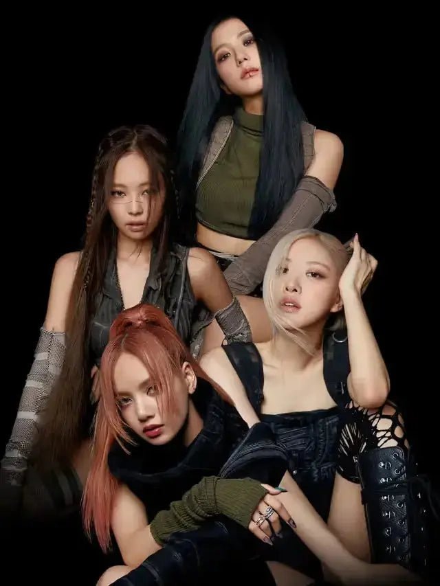 BLACKPINK members Jisoo, Jennie, Rosé, and Lisa for the official umakpop collection banner.