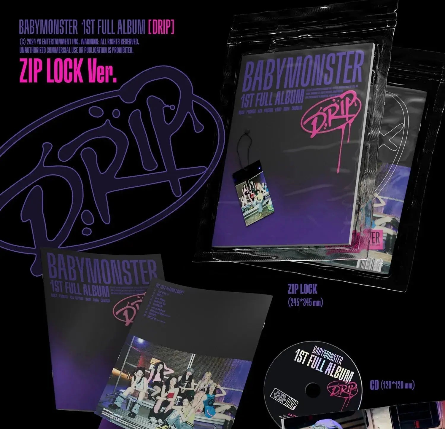 BABYMONSTER DRIP 1st Full Album ZIP LOCK Ver. photobook and hang tag