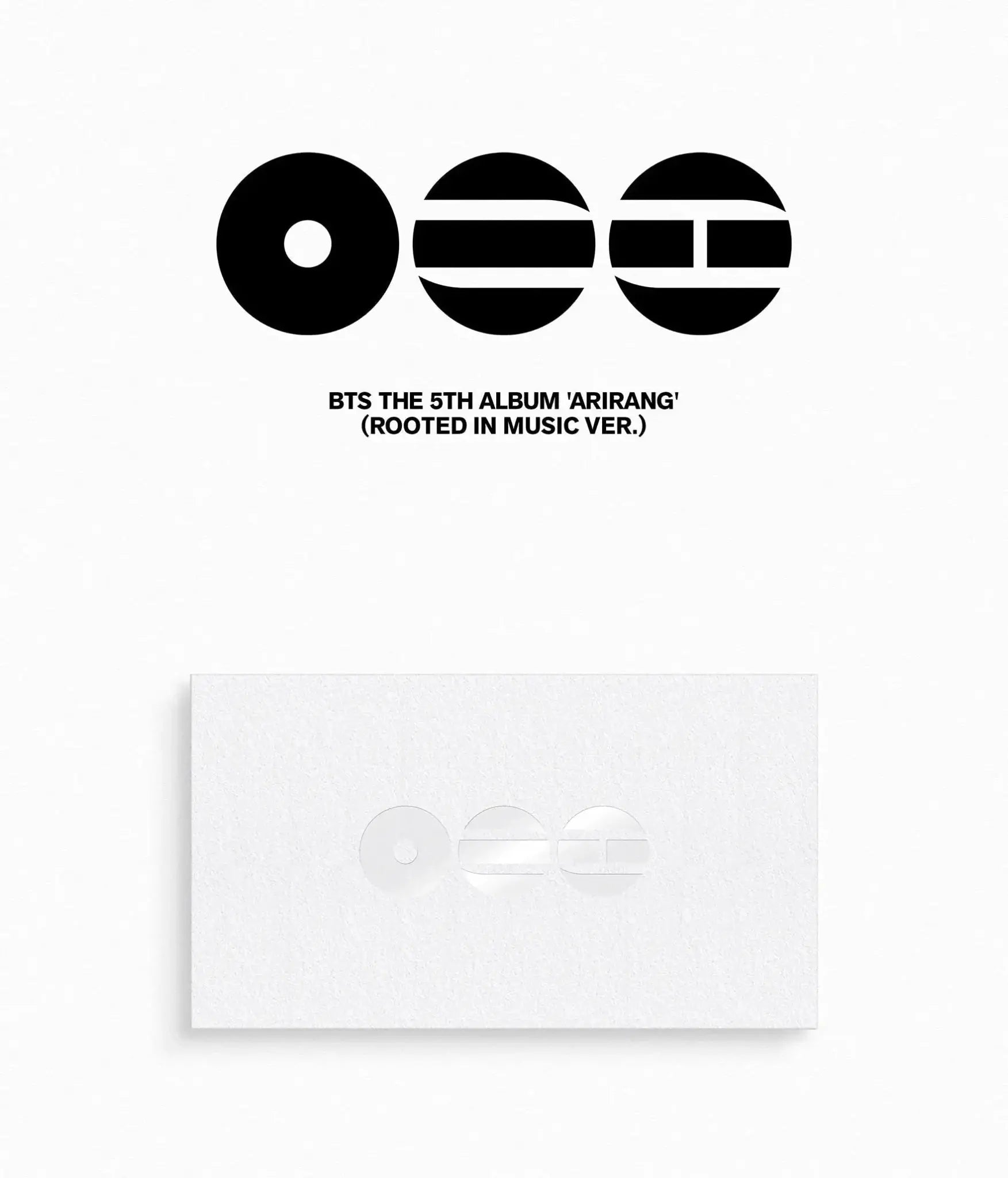 The elegant, traditional-themed gold and white cover of the BTS [ARIRANG] 2026 special anthology album at umakpop.