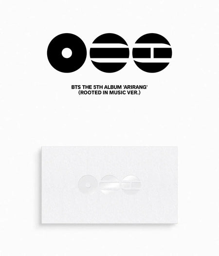 The elegant, traditional-themed gold and white cover of the BTS [ARIRANG] 2026 special anthology album at umakpop.