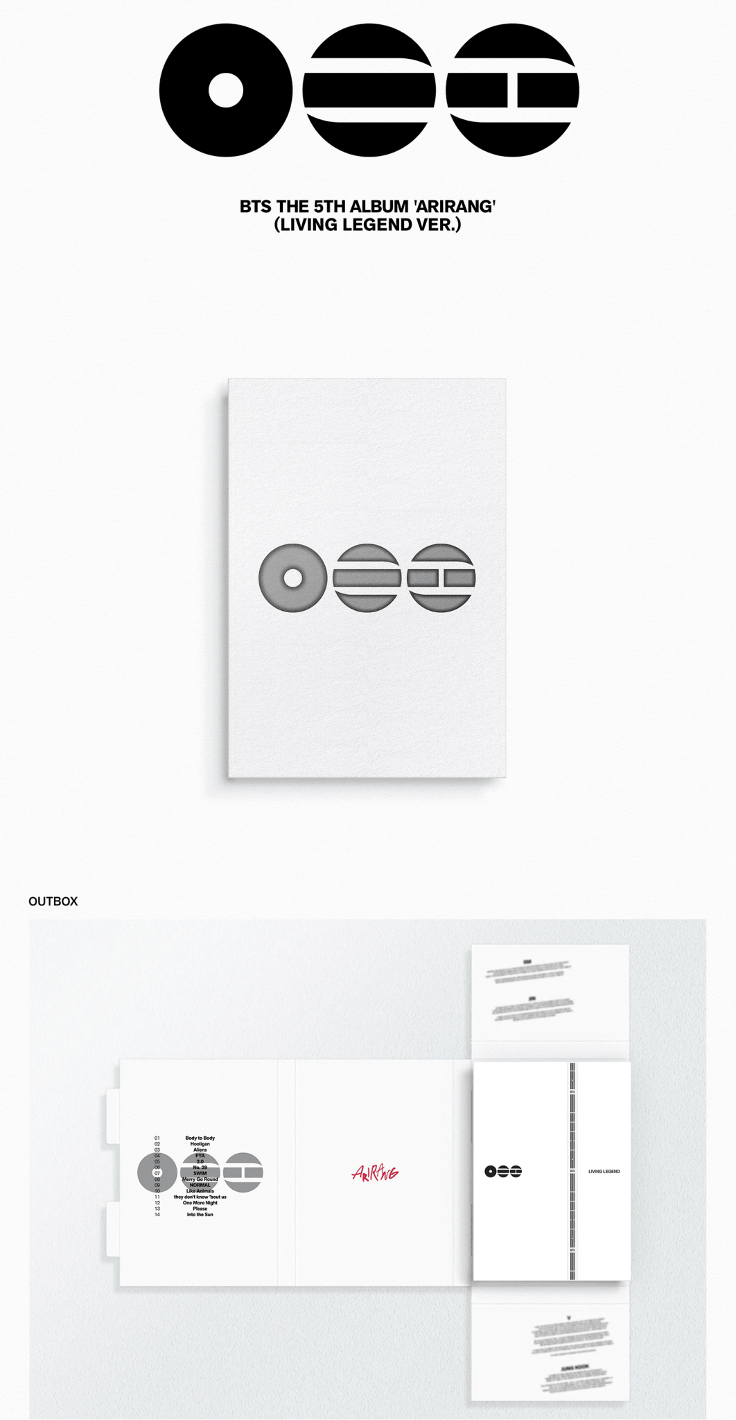 BTS ARIRANG Living Legend Ver. album inclusions