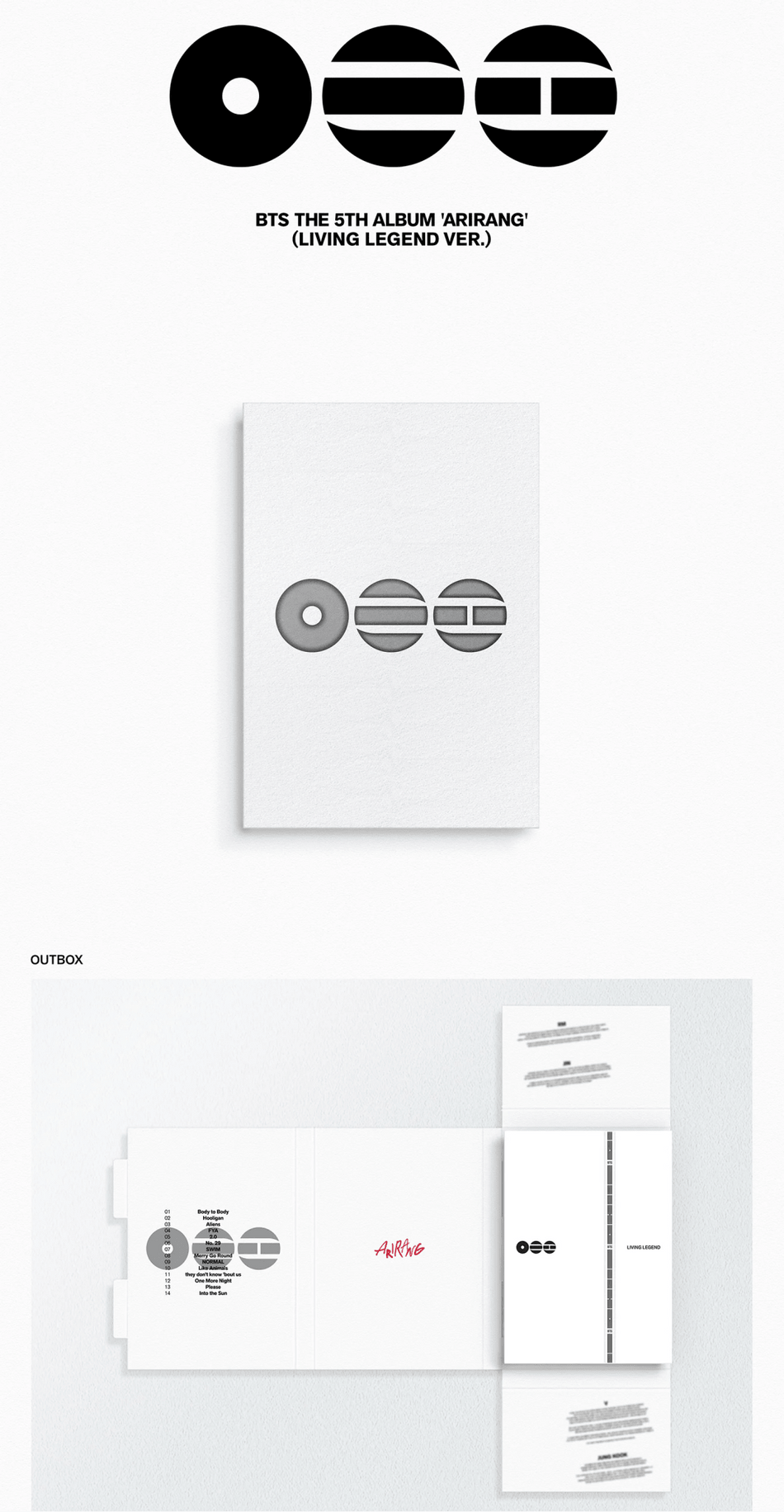 BTS ARIRANG Living Legend Ver. album inclusions
