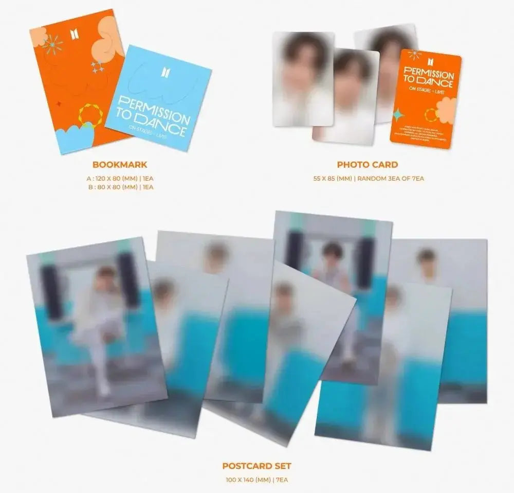 BTS PERMISSION TO DANCE ON STAGE LIVE photocards and postcard set