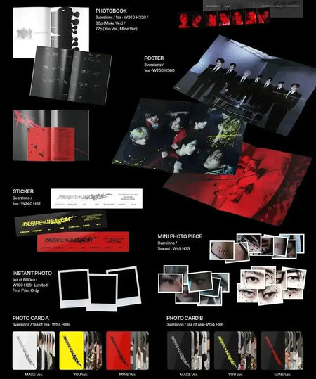 ENHYPEN DESIRE UNLEASH Standard Ver. photocards and instant photo