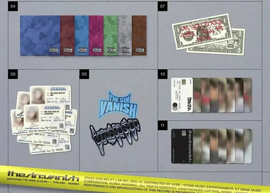ENHYPEN THE SIN VANISH FUGITIVES Ver. poster and stickers