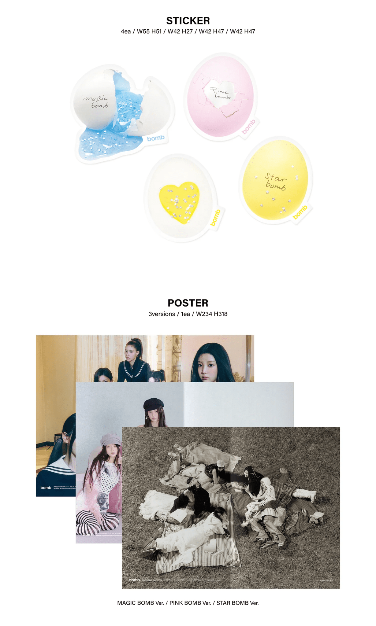 ILLIT bomb 3rd mini album Standard Ver. stickers and poster