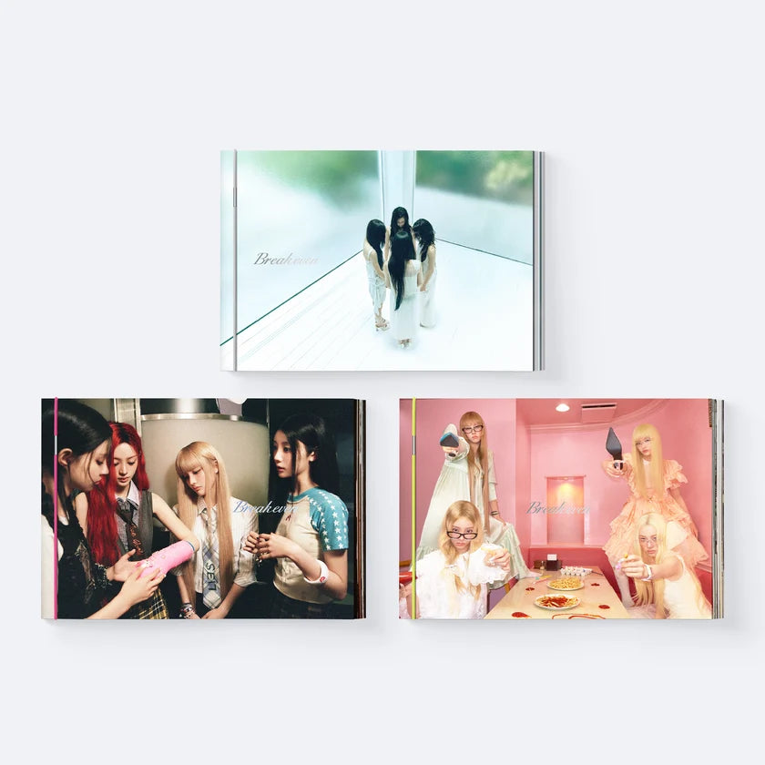 ILLIT BREAK EVEN Standard Ver. official album covers featuring BURNING, QUIET and MAD editions