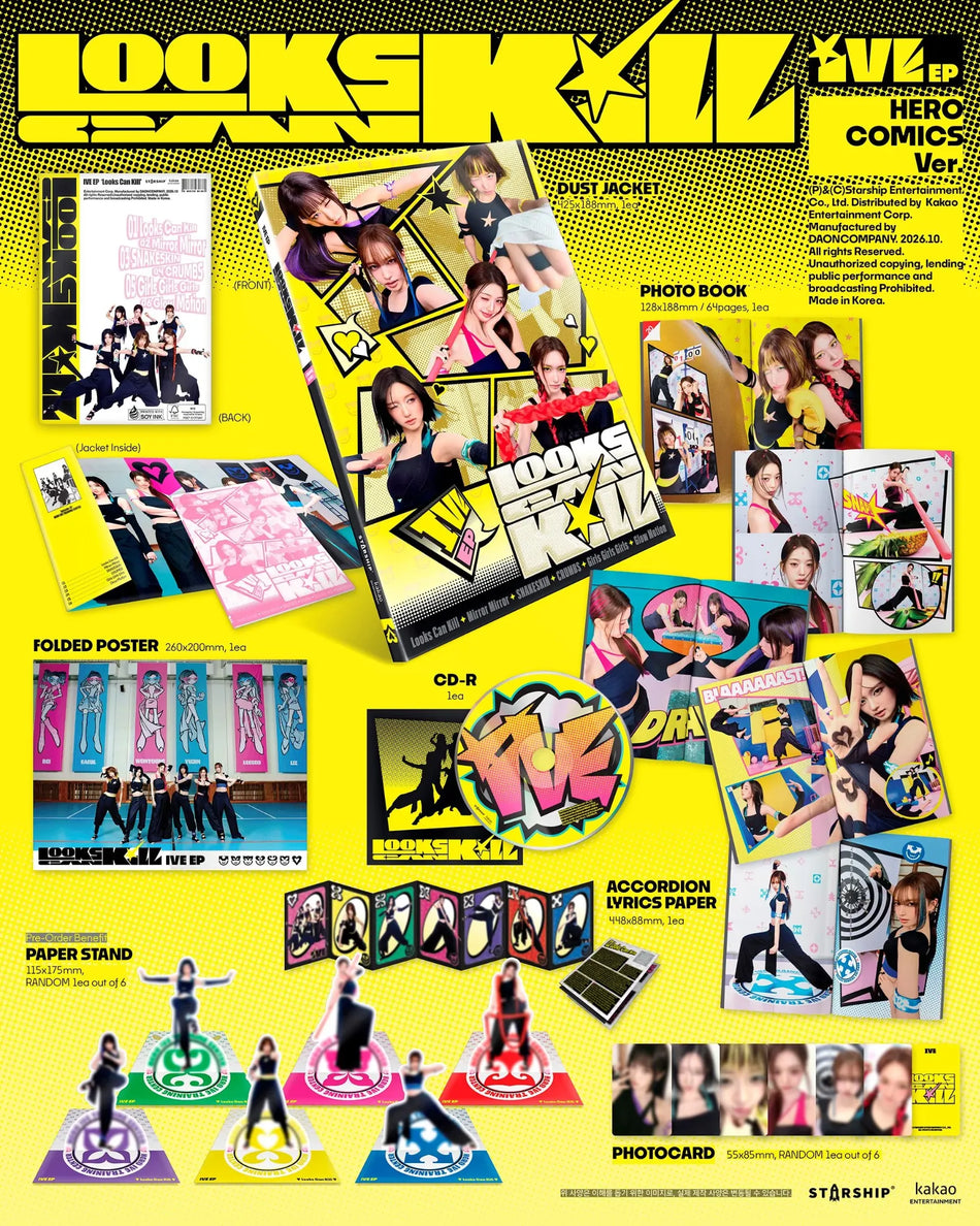 IVE Looks Can Kill HERO COMICS Ver. album contents and inclusions