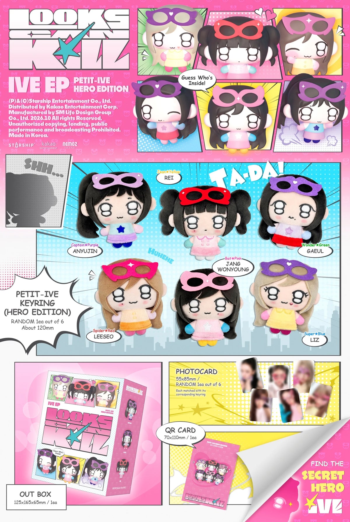 IVE Looks Can Kill PETIT-IVE Ver. random Hero keyring, photocard and QR card