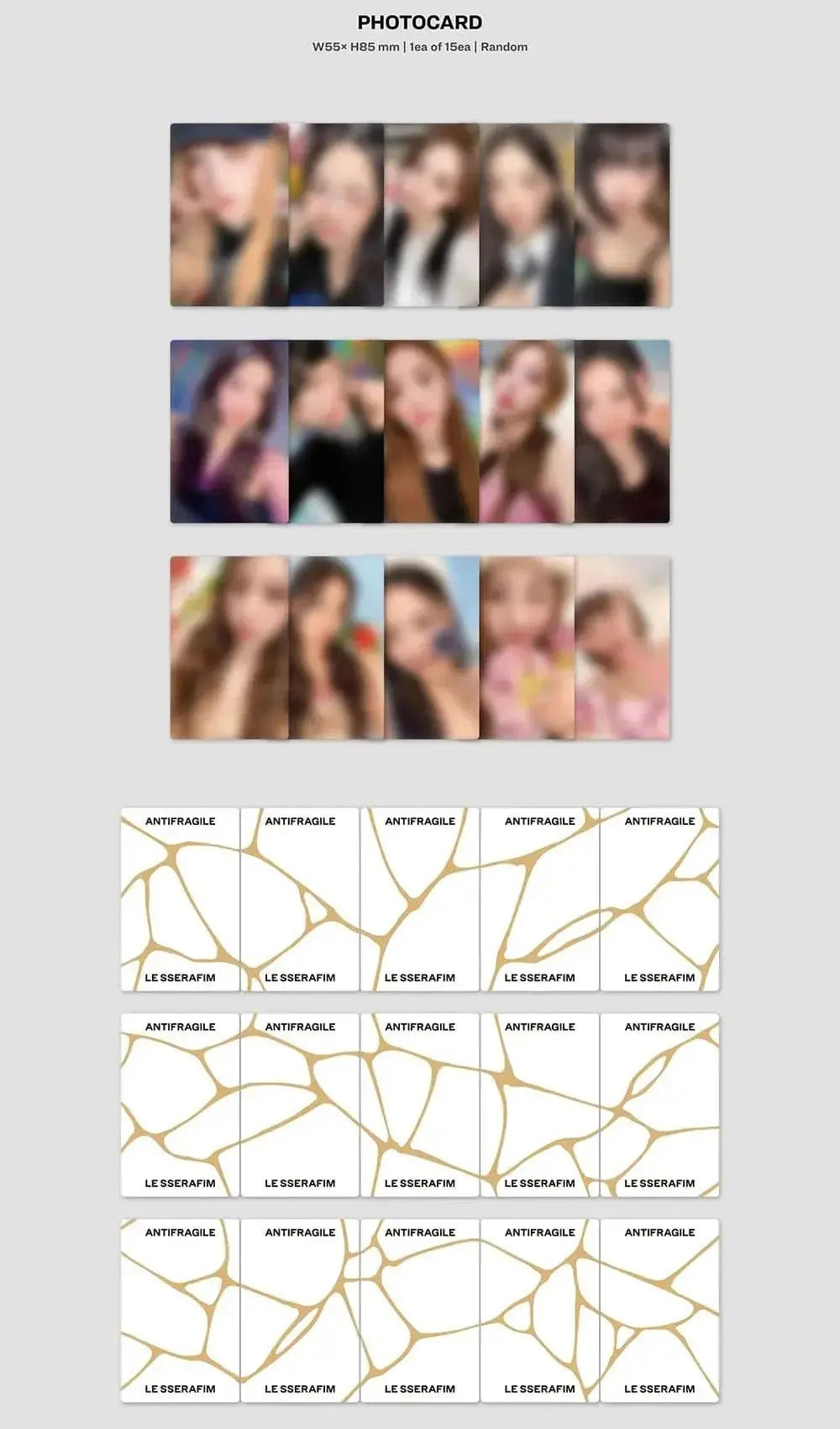 LE SSERAFIM ANTIFRAGILE 2nd mini album photocards and postcards