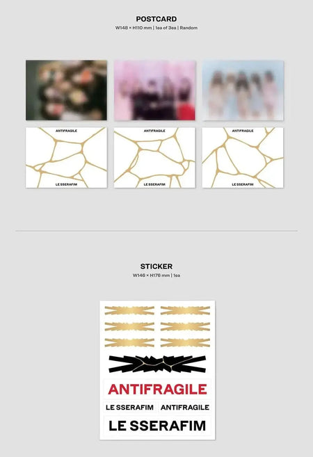 LE SSERAFIM ANTIFRAGILE 2nd mini album stickers and folding poster