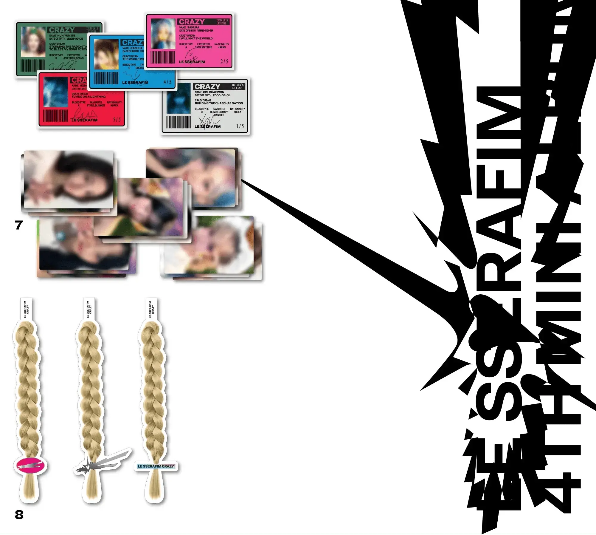 LE SSERAFIM CRAZY 4th mini album standard ver. stickers and paper toy