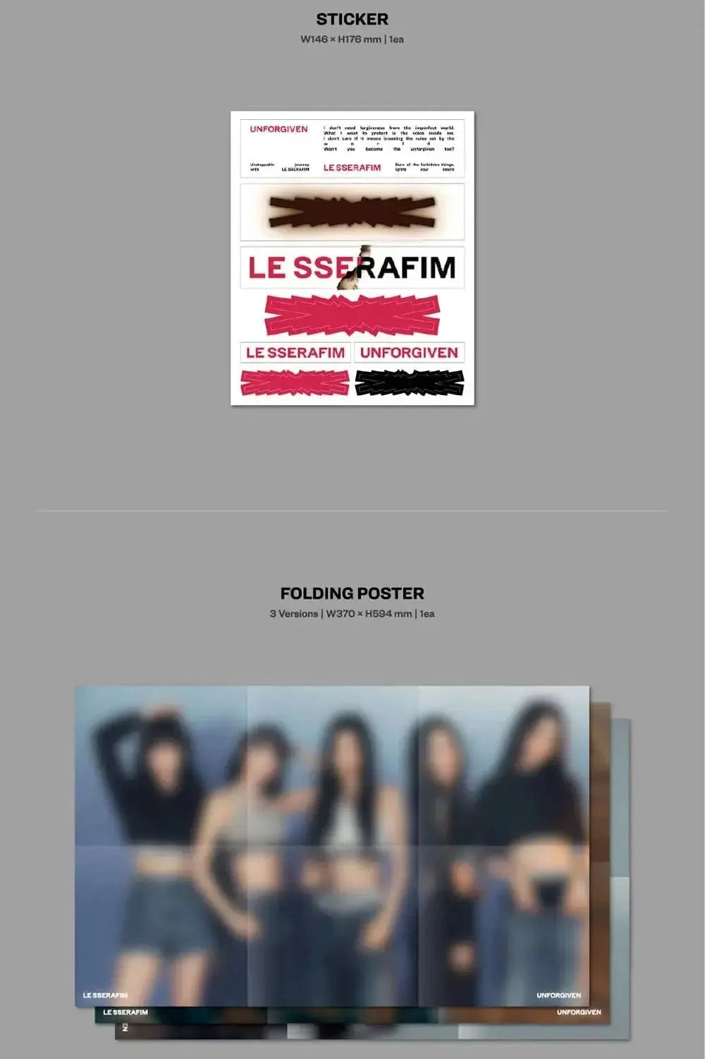 LE SSERAFIM UNFORGIVEN 1st studio album sticker