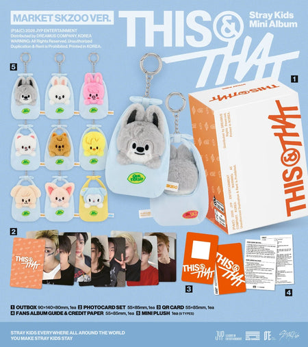 Stray Kids THIS & THAT MARKET SKZOO Ver. album inclusions with mini plush and photocards