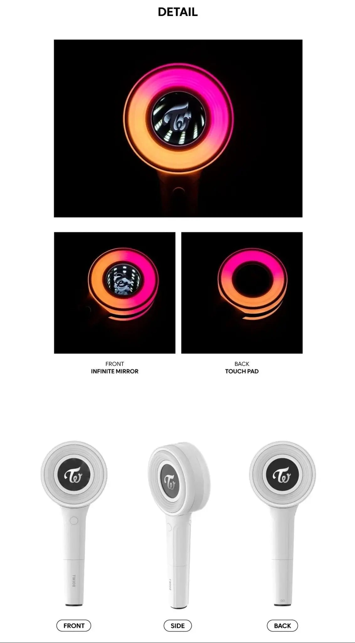 The official TWICE Candybong Infinity fanlight with a rotating center and colorful RGB LED display for ONCE.