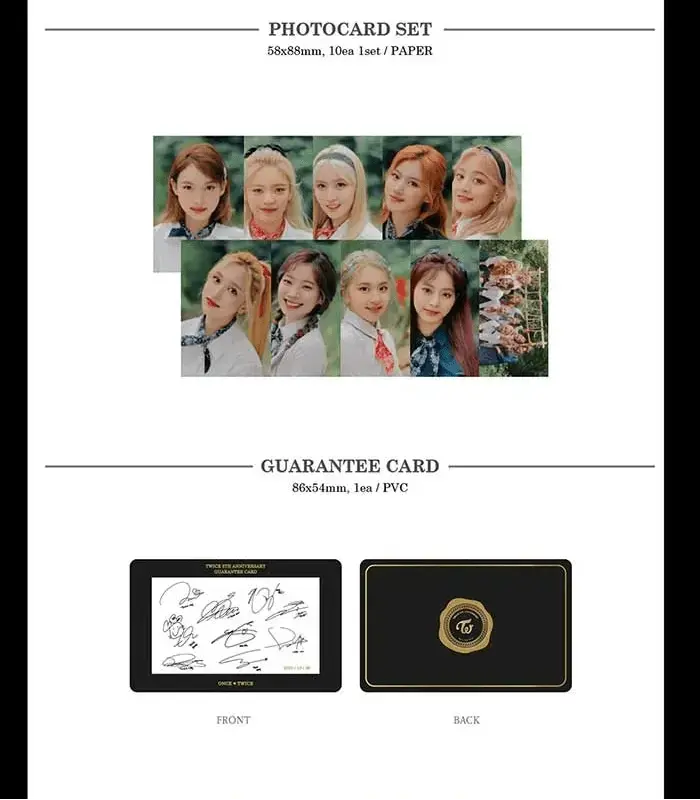 TWICE Light Band Kit 5th Anniversary MD photocards set