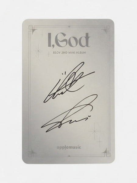XLOV I,GOD Apple Music unit POB photocard back with printed signatures