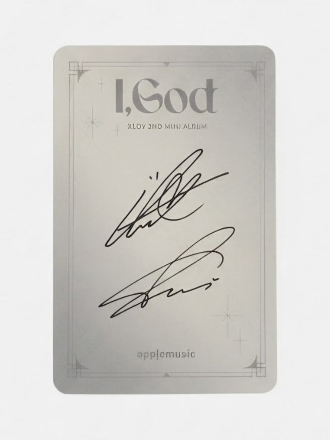 XLOV I,GOD Apple Music unit POB photocard back with printed signatures